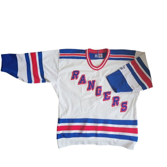 Vtg 90's Starter New York Rangers Jersey Authentic Center Ice Fight Strap NHL - Picture 4 of 16